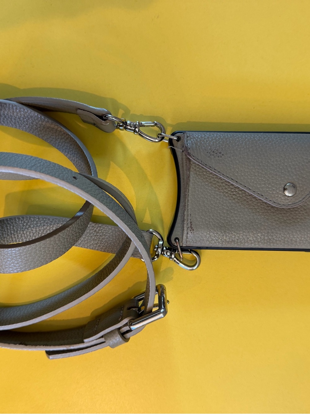 Bandolier Taupe Leather Crossbody iPhone 13 Pro Case w/ Strap